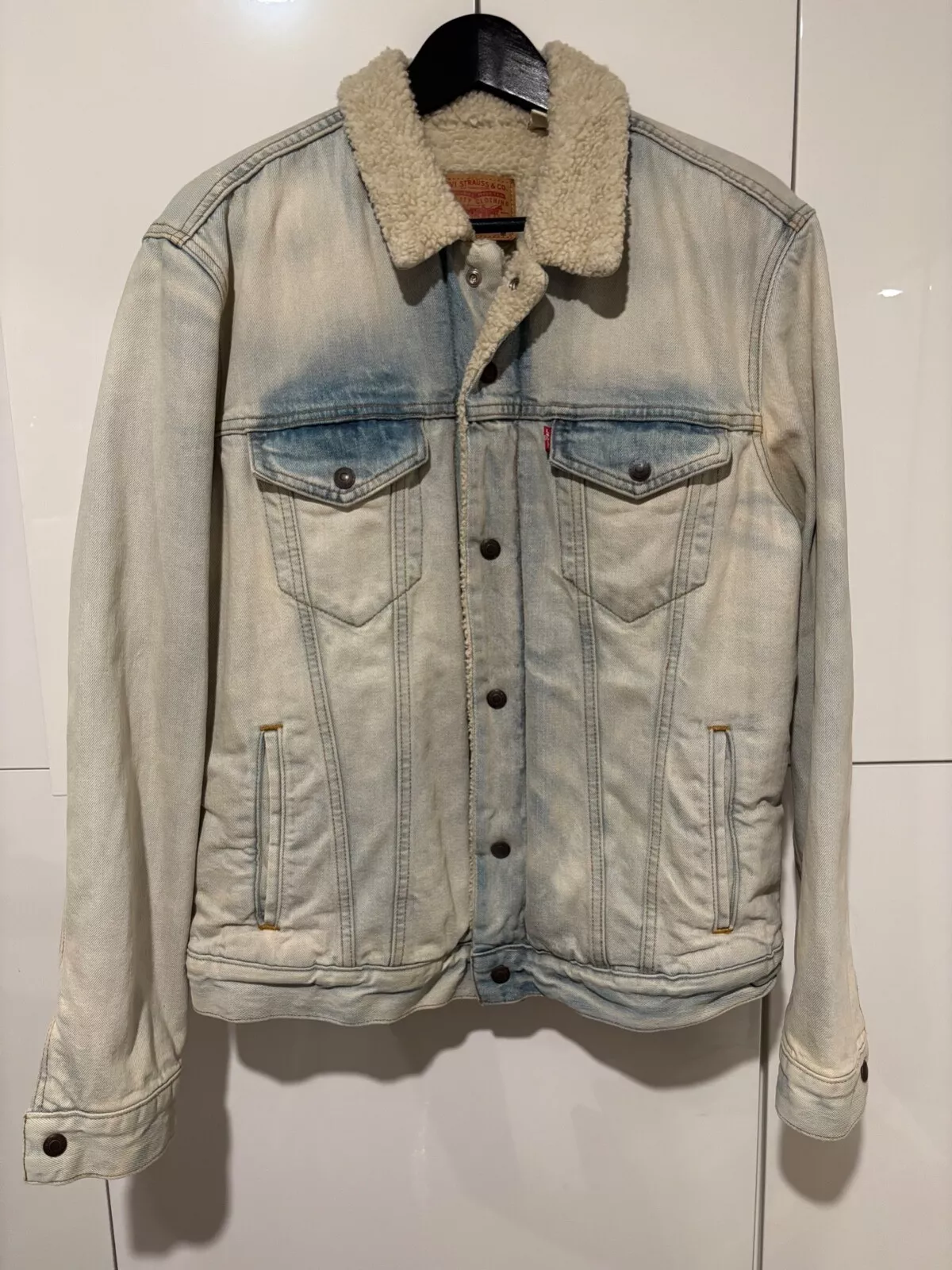 Doudoune boutonnée col sherpa denim léger blanchi Supreme x Levi's taille M