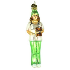 Old World Christmas Glass Blown Christmas Ornament, Nurse With OWC Gift Box 