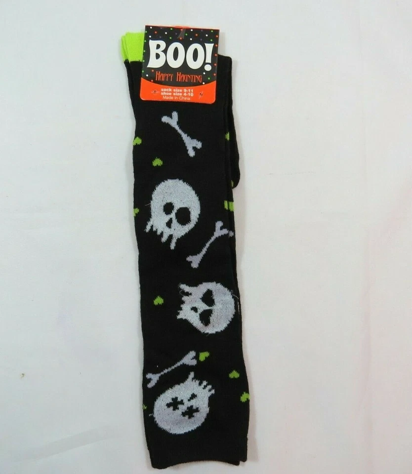 3PK Mujer Negro Blanco Calaveras Manos Ojos Rodilla Calcetines Talla 9-11 Halloween A Foto 3 de 4