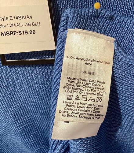 Donna Karan Jeans Size M Woman’s Top Sweater Twist Front Color Blue Knit - Picture 9 of 11
