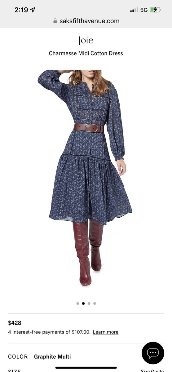 Joie Charmesse Midi Cotton Dress size L brand new with tags | eBay
