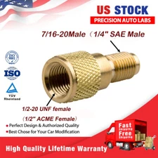 1/2" Brass Connector Adapter Male To 1/4" Female Charging Hose to Vacuum Pump US