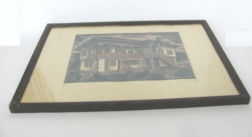 1975 VINTAGE ORIGINAL SIGNED FRAMED PAINTING LINORE CUTTING TECHNIQUE B. PETKOV - Picture 7 of 11