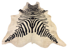 Cowhide Area Rug - Zebra Black Print on Off-White - 78" W x 92"-GRADUATION GIFT