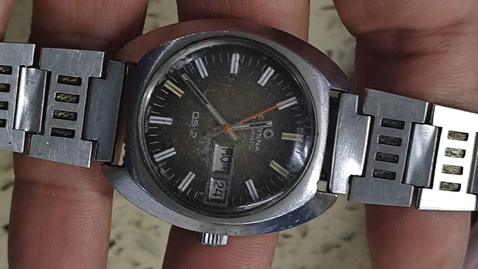 Certina DS-2 automático hombre vintage años 70 cal 25-652 ref. 346825 esfera araña verde Foto 3 de 4