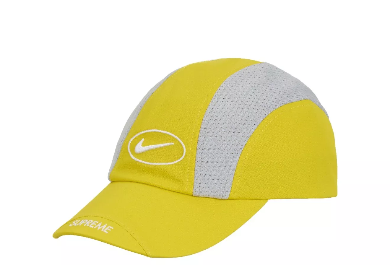 Casquette de course Supreme SS25 Nike jaune taille unique neuve en main prête à être expédiée