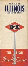 1951 D-X OIL Road Map ILLINOIS Route 66 Chicago Springfield Rockford Peoria