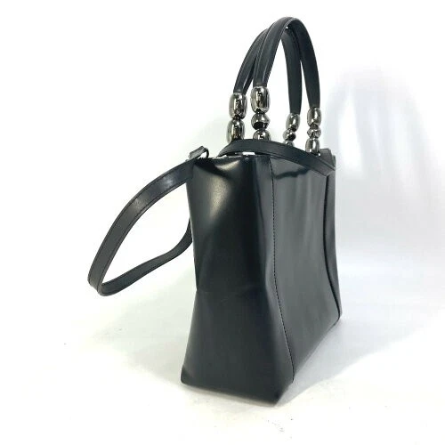 Bolsa tote Christian Dior Maris pérola bolsa de ombro couro preta vintage - Imagem 4 de 4