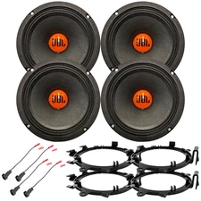 JBL 6.5" 300W Max Midrange Car Audio Speakers (Qty 4) w/Adapters, Wire Harness