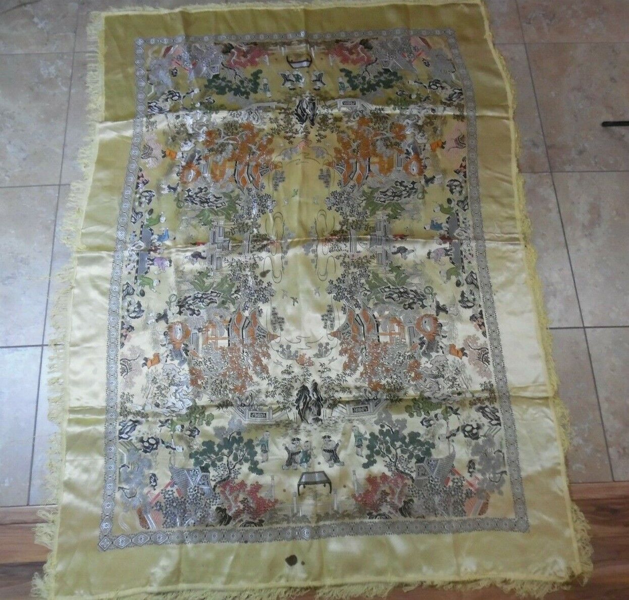 VTG Oriental Tapestry Rug? Chinese? Silk? 73"x53"