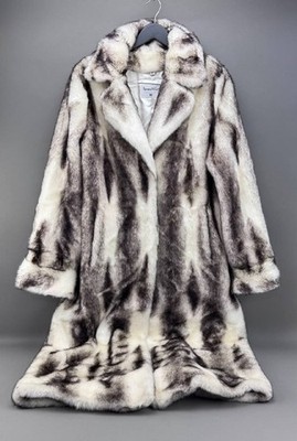 Pamela McCoy Collections Womens Gray Winter Faux Fur Coat Size M