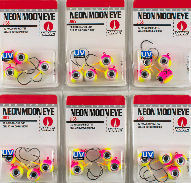 (LOT OF 6) VMC NEON MOON EYE JIG 1OZ NME1-PFU PINK FIRE UV CN2367