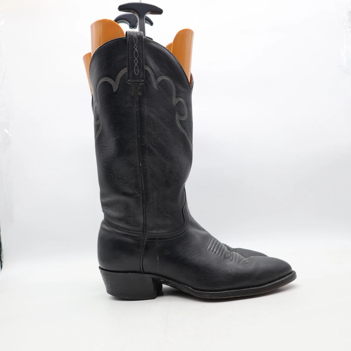 J Chisholm Boots Men\'s 9 EE Wide Black Exotic Leather Western Cowboy USA Pull On J. Chisholm D980 Black Leather Pointed | Mercari main image 2