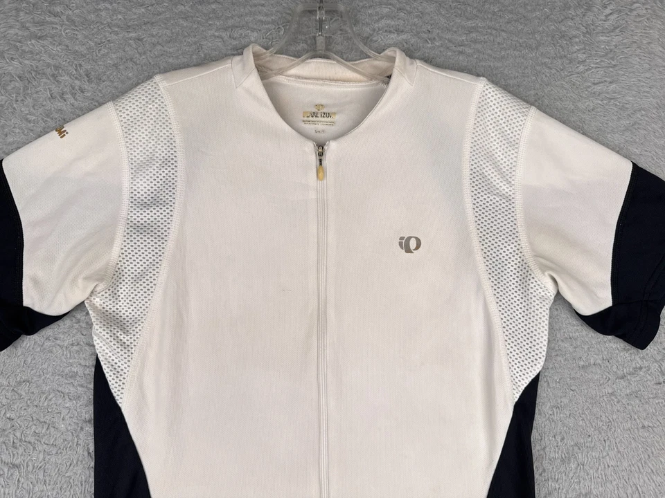 Pearl Izumi Cycling Jersey Women Small White Black Short Sleeve 1/2 Zip Pockets - Image 4 of 4