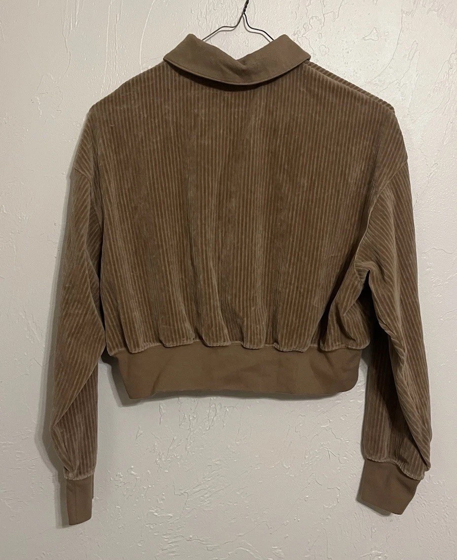 SACAI X NIKE Taglia S Nike Brown Crop Jacket Velluto a coste Donna Manica Lunga 1 4 Zip