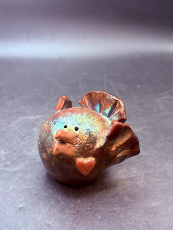 Vintage Raku Pottery Love Bird Figurine
