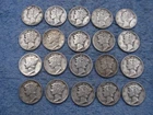 20 SILVER MERCURY DIMES WITH DATES lot 30s