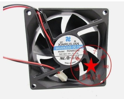 NEW Xin Ruilian RDM8025B 8025 12V 0.11A 2-wire dual   CPU chassis cooling fan #q
