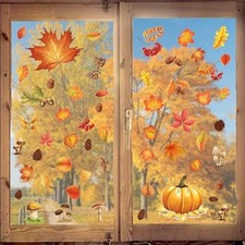 for Glass Windows Thanksgiving, 71pcs Autumn Window Clings Fall Window Clings