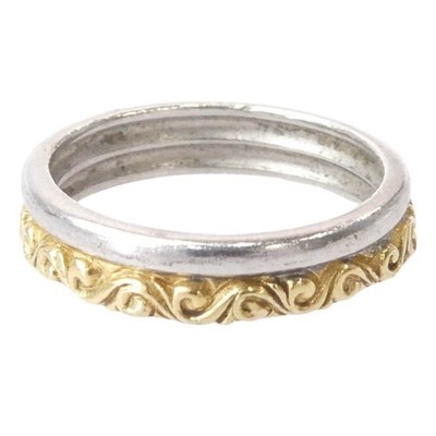 SAAD Third 925 K24GP Arabesque Ring Silver-tone Gold-tone Size 16 Used LIFE-0