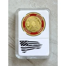 United State MARINE CORPS FIRE SERVICE Challenge Coin With Case