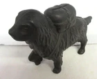VINTAGE  CAST IRON NEW FOUNDLAND DOG  W/ PACK  SAVINGS BANK  360
