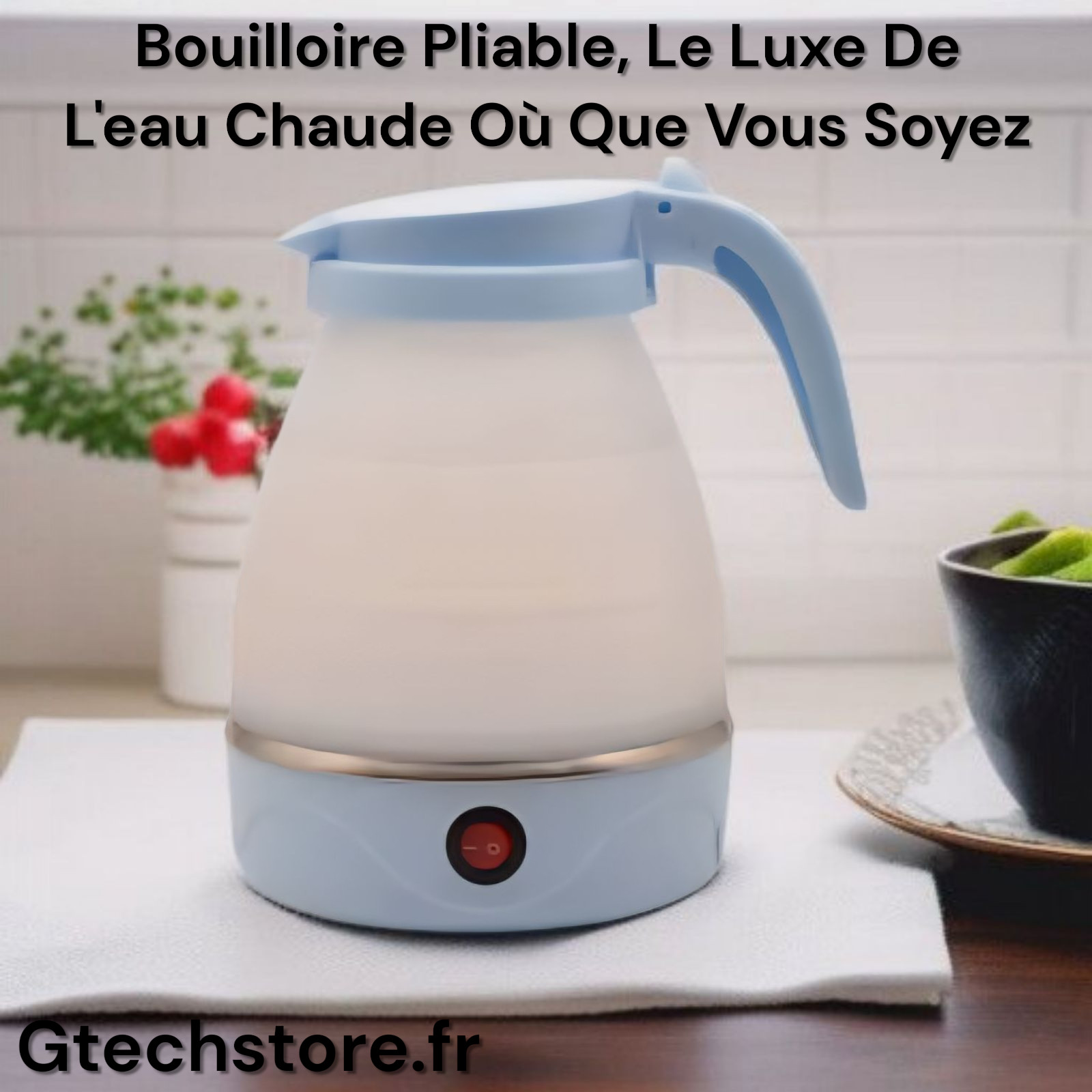 Bouilloire électrique silicone 0,6L avec corps rétractable gain de place