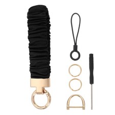 Scrunchie Keychain Wristlet Keychain Wristlet with D Ring for Car Key Black