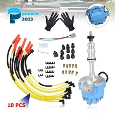 Blue Cap HEI Distributor & Spark Plug Wires Kit for Ford FE Big Block V8 360 406