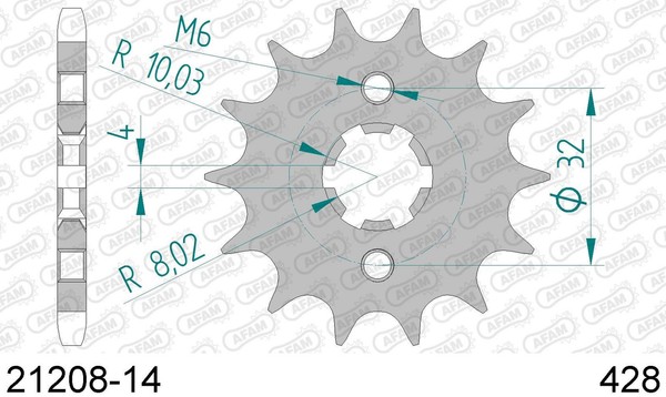 HM Honda CRM F 125 RR 4T 4 T 125 Ritzel Afam 21208-14 428, 2011-2016-image
