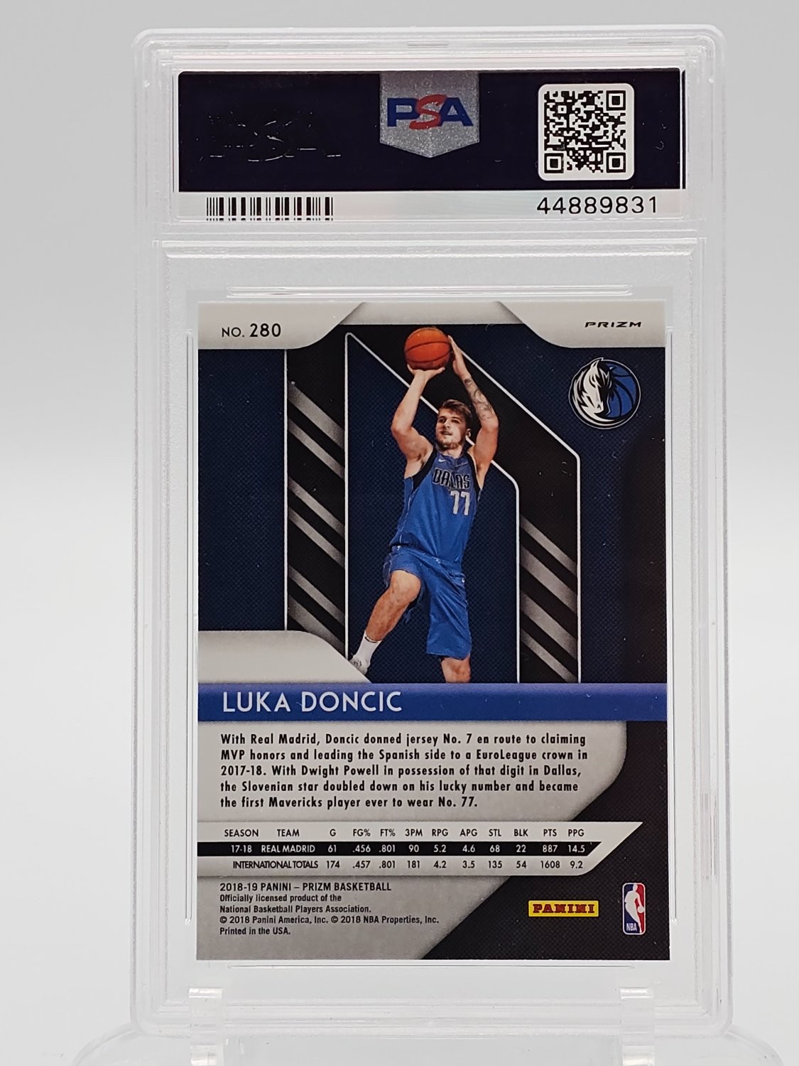 LUKA DONCIC 2018-19 PANINI PRIZM FAST BREAK ROOKIE RC #280 PSA 10 Q6438 view 2