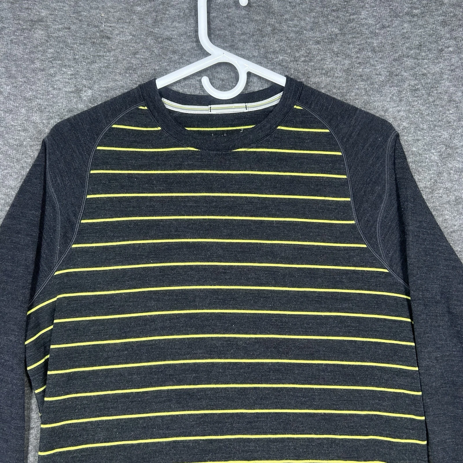 smartwool merino wool yellow stripe crewneck base-layer