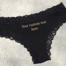 Custom Text Panties Personalize Names Quotes Date Anniversary Honeymoon Gift