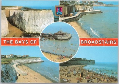 Broadstairs Postkarte Buchten Strand Klippen Meer Kent England Menschen