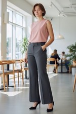 Nine West Flare Leg Modern Fit Trousers Granite Size 10 Stretch NWT $69.00