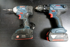 Bosch 18v Cordless Hammer Drill & Impact Driver Tool Bundle - Read Desc