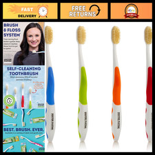 Soft Bristle Flossing Toothbrush for Adults - Ultra Clean, Sensitive Teeth, 4 Pa
