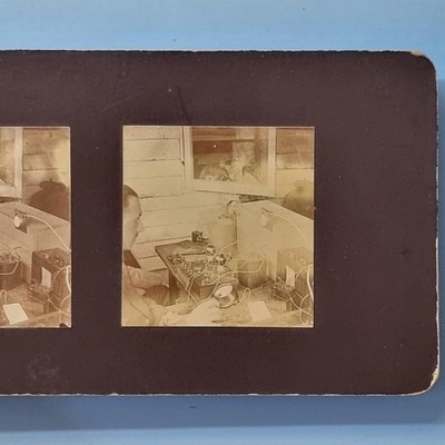 Guildford Stereoansicht um 1920 Echtfoto Surrey frühe Funkverstärkereinrichtung