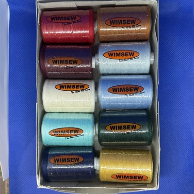 Wimsew Nähmaschinengarn gemischte Farben 40/2 Polyester 10x1000m 120er Jahre.