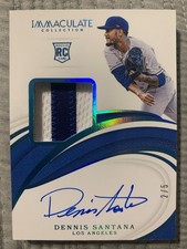 DENNIS SANTANA 2019 NATIONAL TREASURES RPA ROOKIE PATCH On Card AUTO  #’ed 2/5