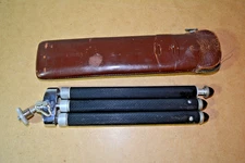 Vtg 1920's BILORA Telescoping Camera Travel Tripod Germany w/Leather CASE 10-45"