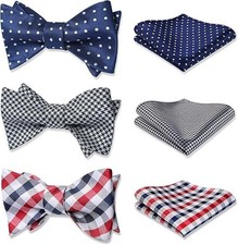 Men's Self-Tie Bow tie 3pcs Mixed Bow Ties for Men and Pocket Square Set Clas...