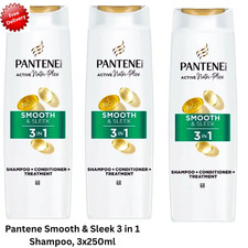 3x250ml Pantene Smooth & Sleek 3 in 1 Shampoo, 17.60 per litre