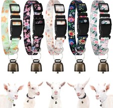 5 Pack Goat Collars with Bells, Horse Sheep Grazing Floral Groovy Pattern