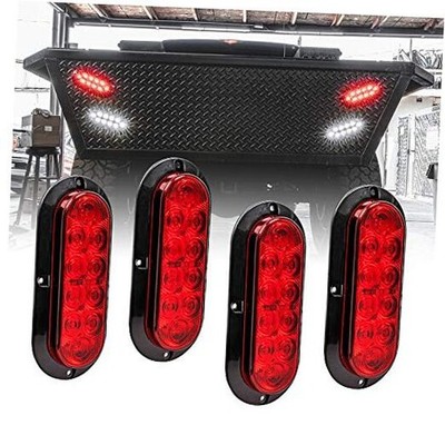 4pc 6 inch Oval LED Trailer Tail Light Kit [DOT FMVSS 108] [SAE 4 Pack Red