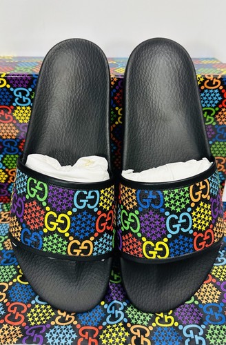 Gucci GG Logo Monogram Psychedelic Colorful Luxury Slides Men's Sz 12 - Picture 6 of 16
