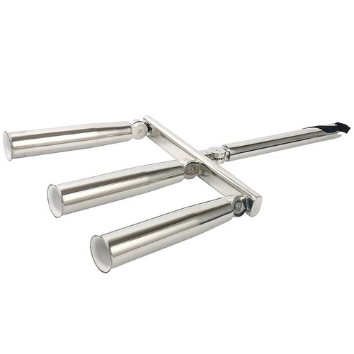 3 Tube Trident Outrigger Stylish Fishing Rod Holder Stainless Steel Adjustable - Picture 6 of 9