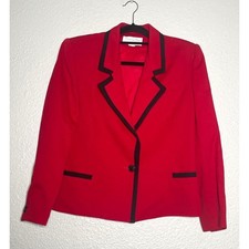 Vintage 80's Christian Dior The Suit Jacket Women's 10 Red Wool Shoulder Pads