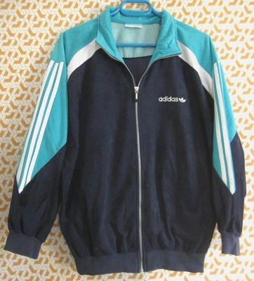 Veste Adidas années 80'S Vintage velour Marine vert 80'S jacket Homme - 174 / M - Photo 1/4