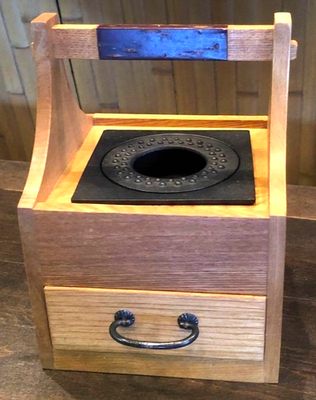 Japanese Vintage Wooden Tobacco Bon Hanging Tray w/Drawer&Ashtray  16×22×16cm F/S
